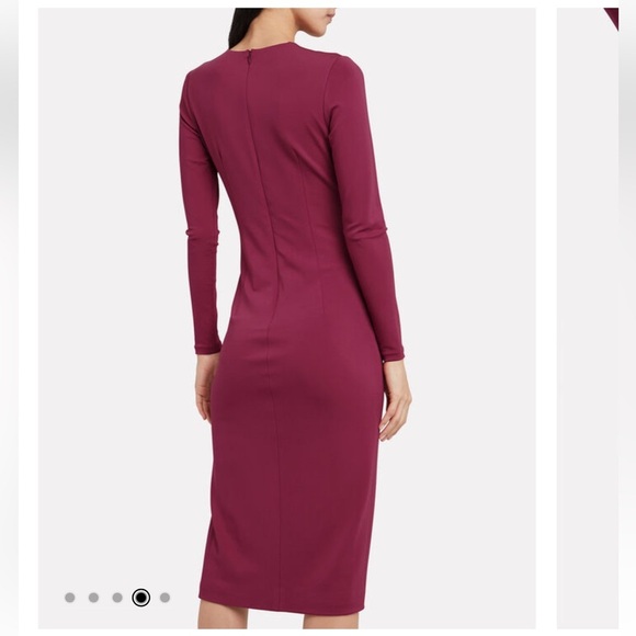 Cushnie Deep V-Neck Midi Dress in Berry - Picture 11 of 11